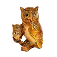Yavrulu Baykuş Heykeli – Ahşap Anne Yavru Baykuş Feng Shui Objesi